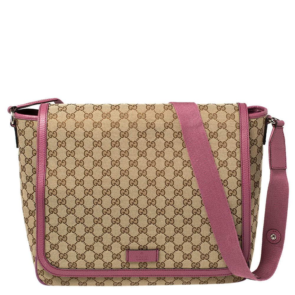 Gucci Beige/Pink GG Canvas And Leather Diaper Bag Gucci | TLC