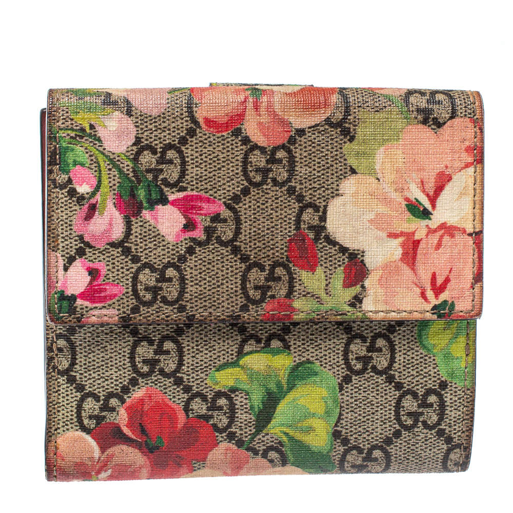 مملوكة مسبقًا Gucci Multicolor GG Supreme Blooms Canvas French Flap Wallet