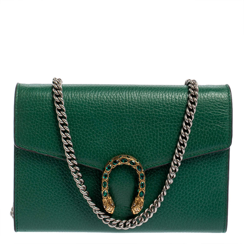 Gucci Green Leather Dionysus Wallet On Chain Gucci | The Luxury Closet