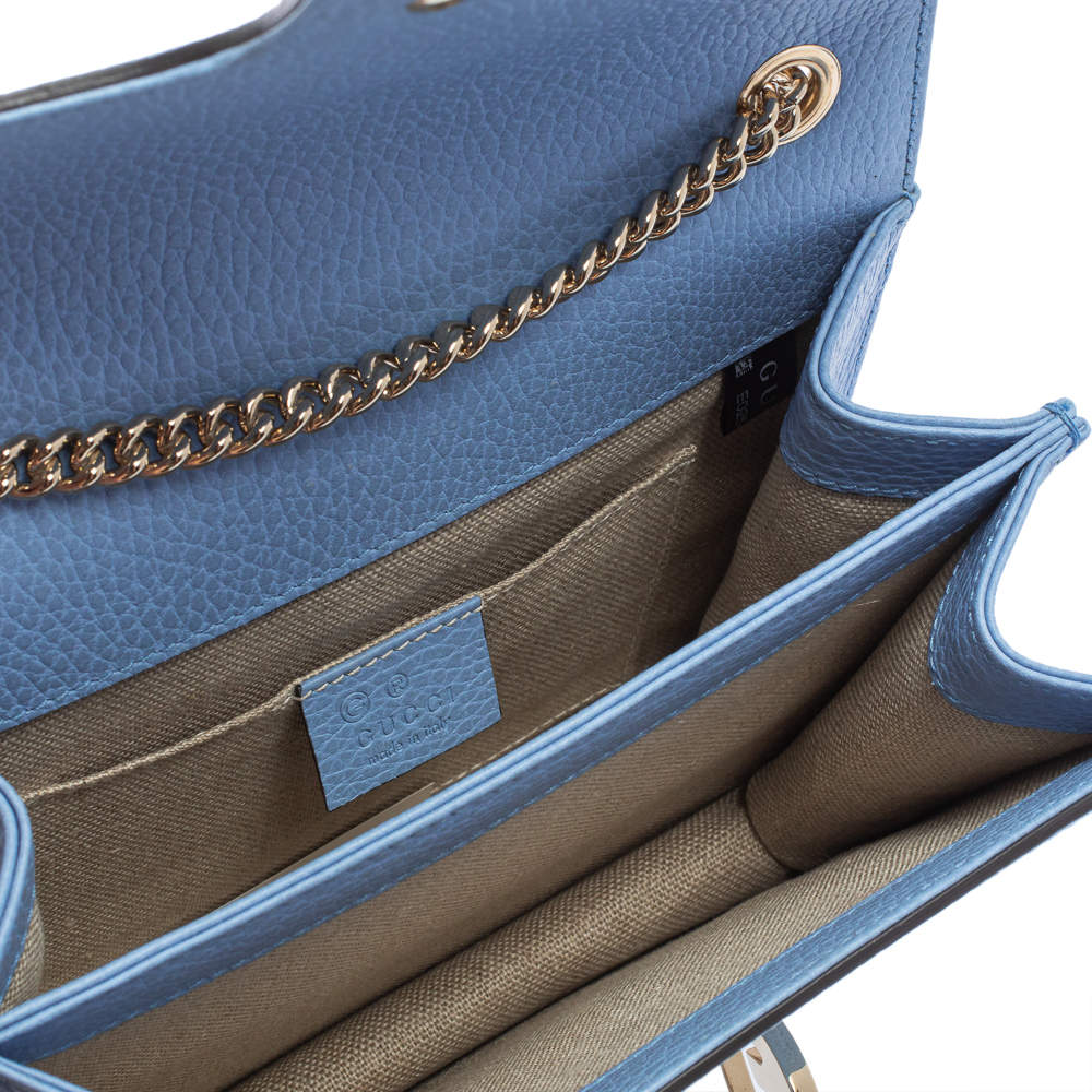 Interlocking leather crossbody bag Gucci Blue in Leather - 26819162