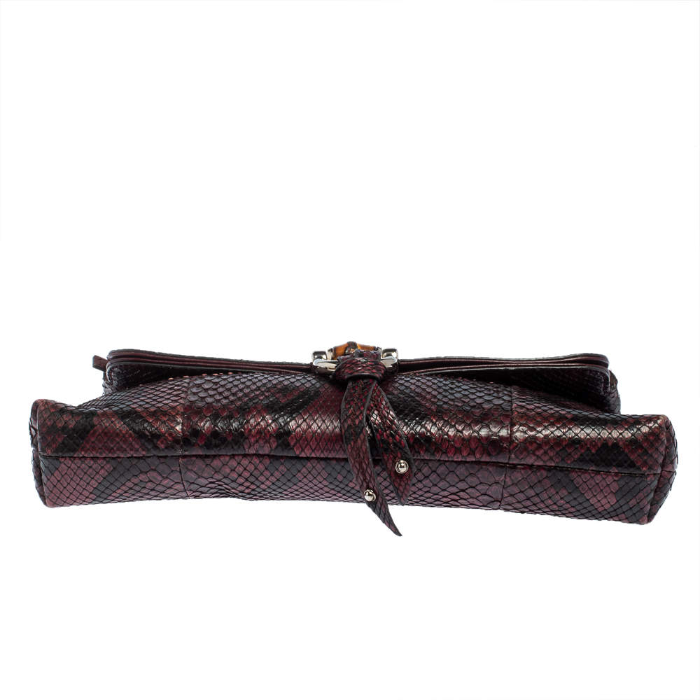 Gucci Purple/Black Python Bamboo Croisette Clutch Gucci | The Luxury Closet