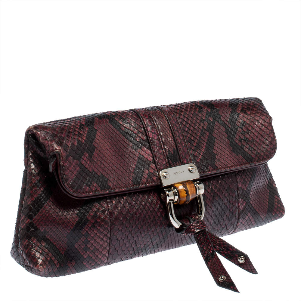 Gucci Python Bamboo Croisette Evening Bag - Purple Evening Bags, Handbags -  GUC803072
