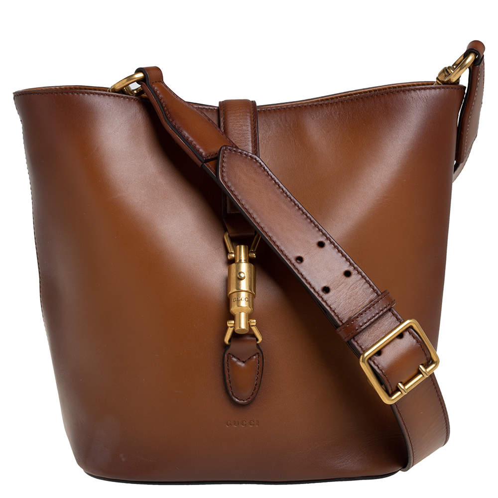 Pre Owned Gucci Ombre Brown Leather Jackie Bucket Bag