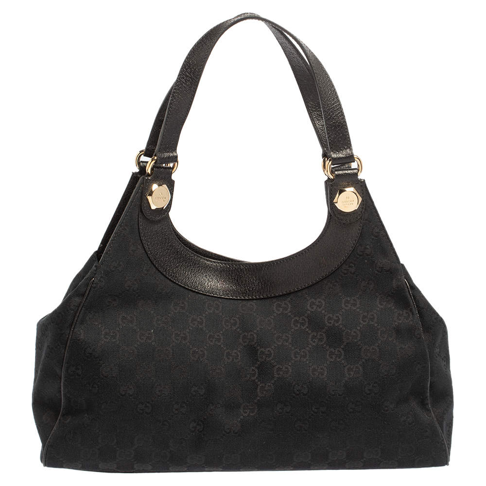 مملوكة مسبقًا Gucci Black GG Canvas And Leather Charmy Shoulder Bag