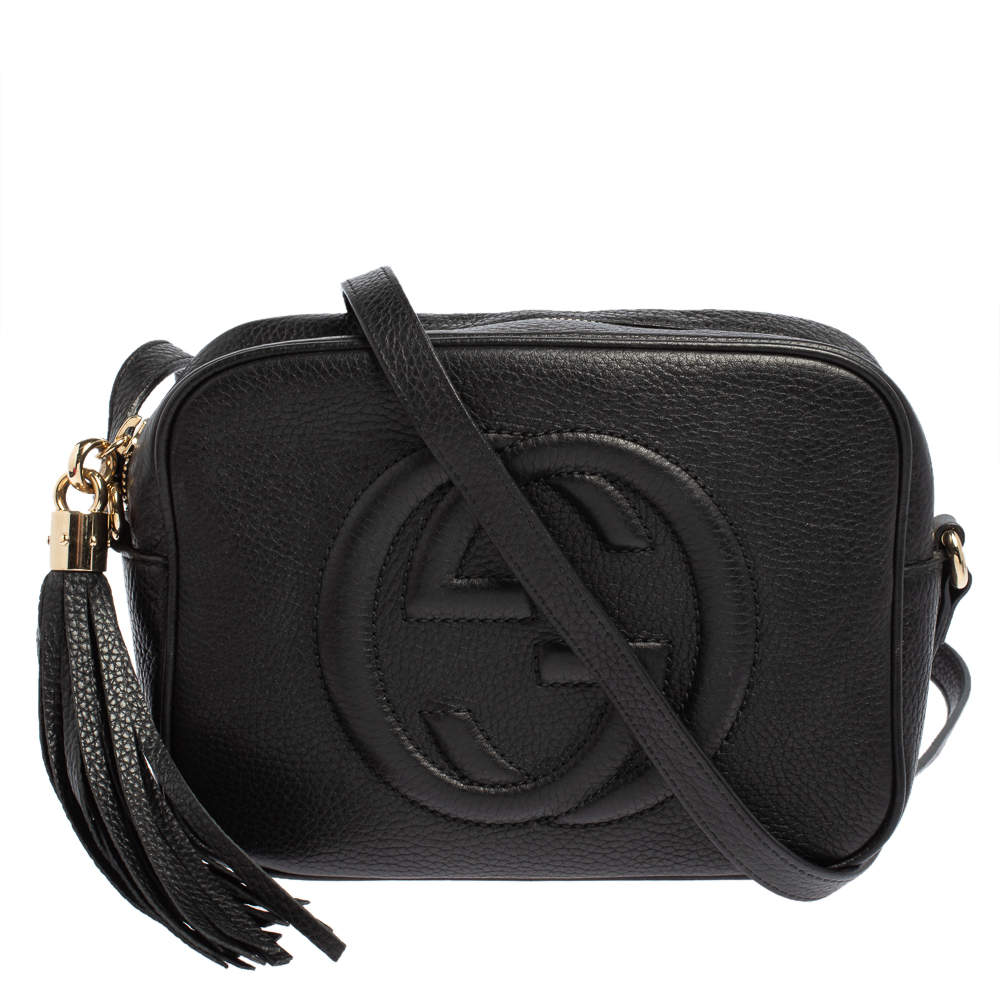 مملوكة مسبقًا حقيبة كتف غوتشي سوهو ديسكو صغيرة جلد أسود