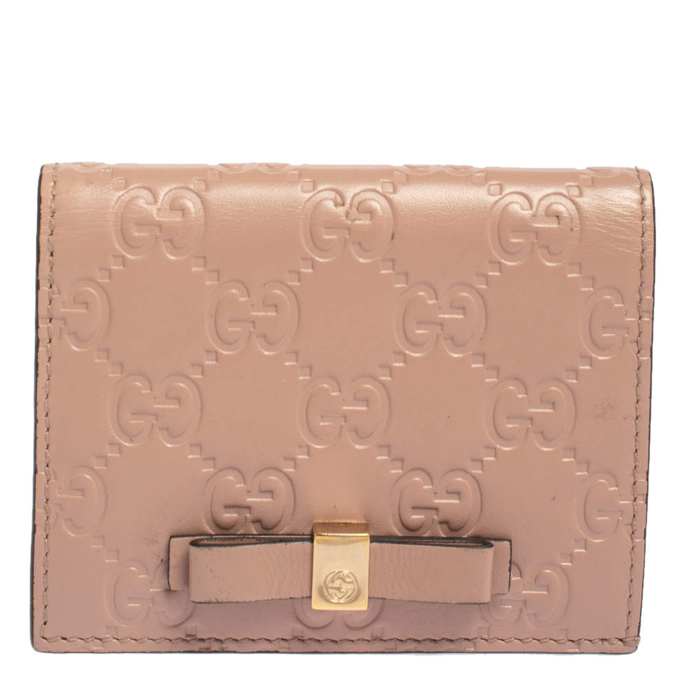 Gucci Blush Pink Guccissima Leather Bow Compact Wallet Gucci | The ...