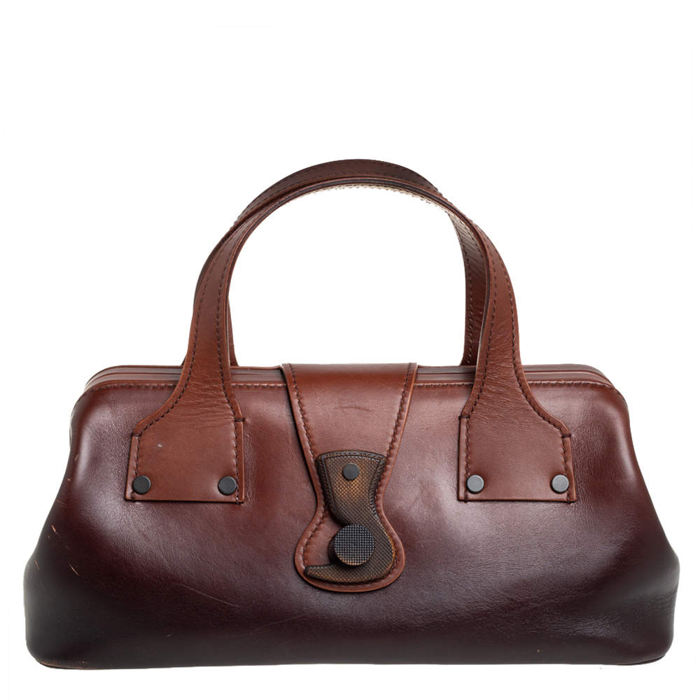 Gucci Ombre Brown Leather Bowler Bag