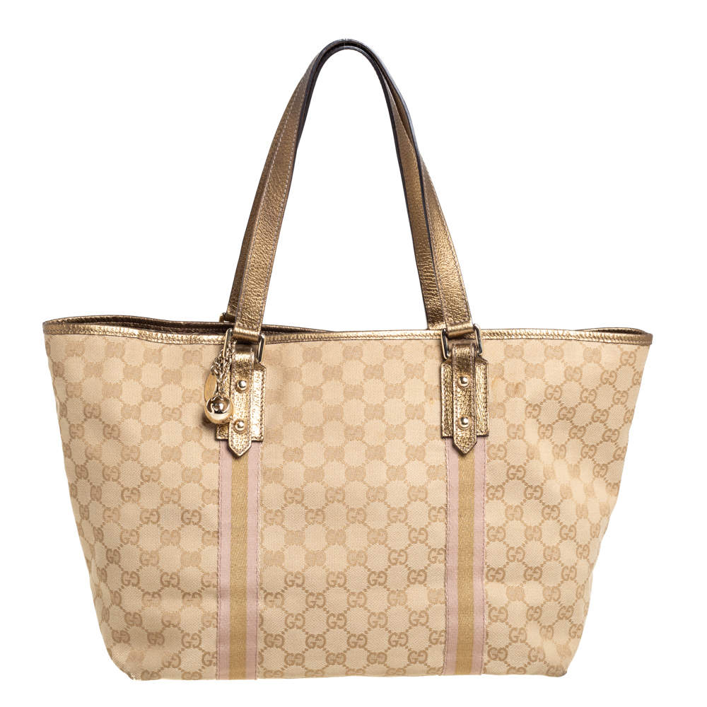 Pre Owned Gucci Beige GG Canvas Jolicoeur Tote 