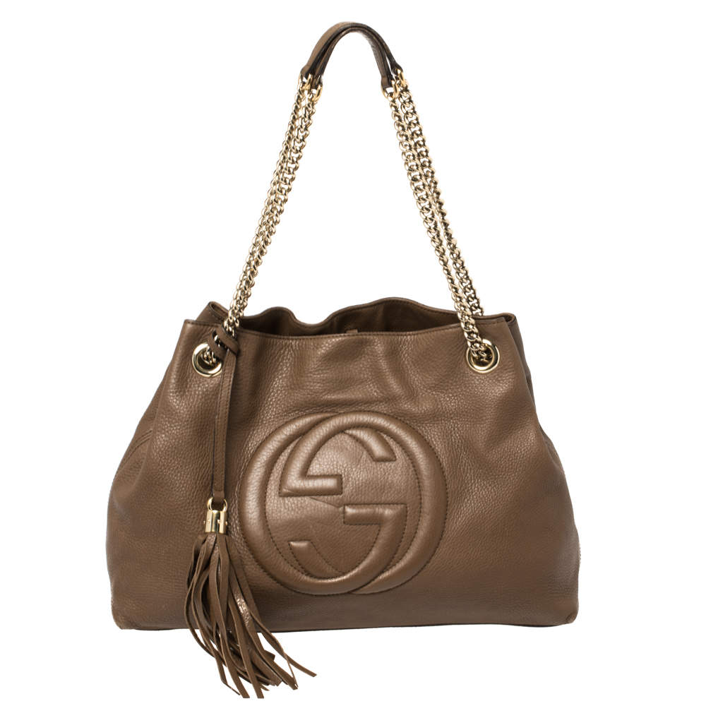Pre Owned Gucci Brown Leather Medium Soho Tote