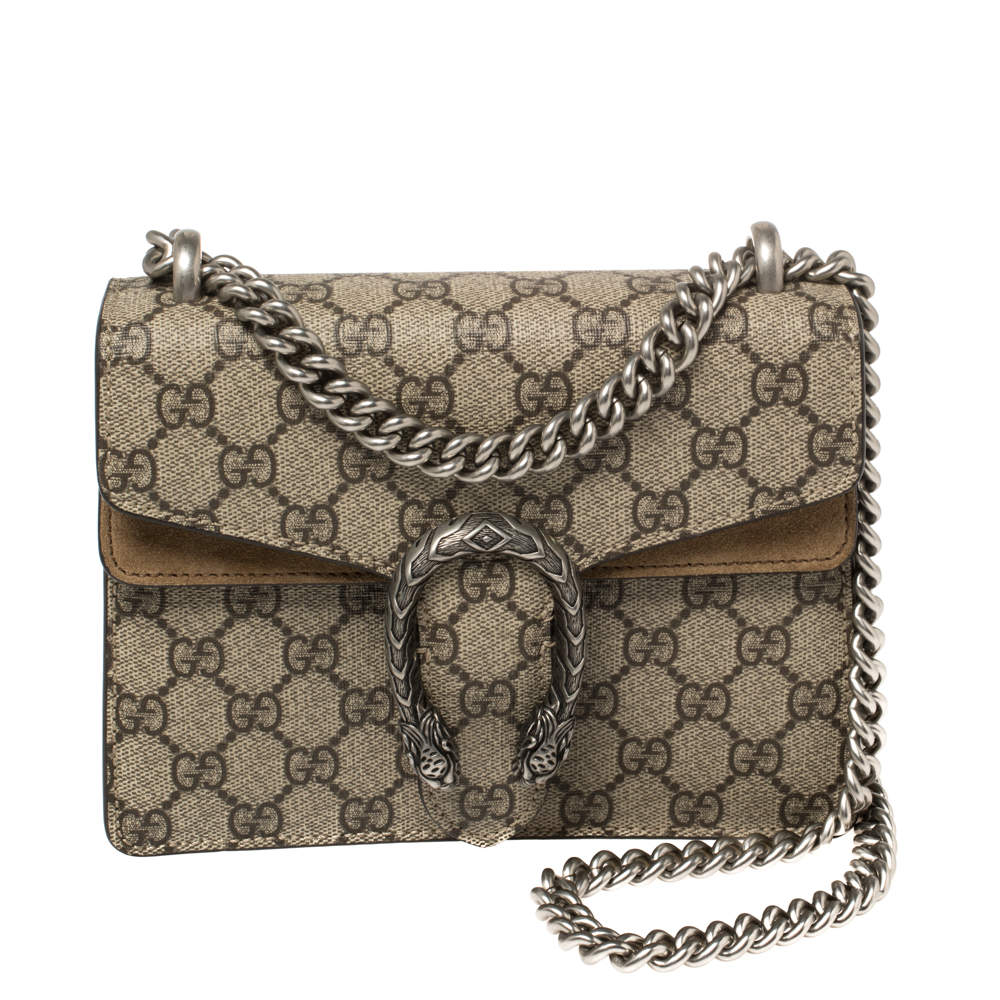 مملوكة مسبقًا Gucci Beige GG Supreme Canvas and Suede Mini Dionysus Shoulder Bag