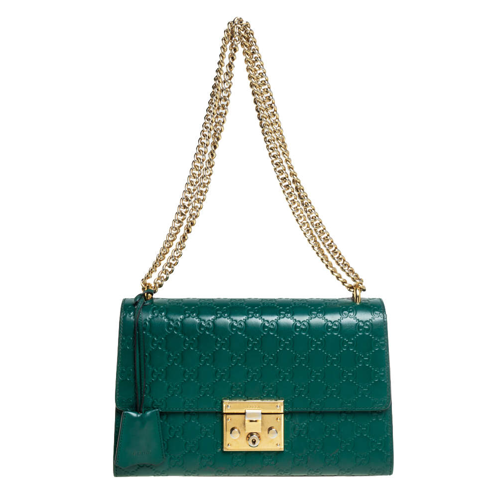 Gucci Green Guccissima Leather Medium Padlock Shoulder Bag Gucci