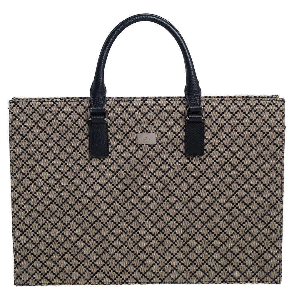 Pre Owned Gucci Beige Diamante Canvas Tote
