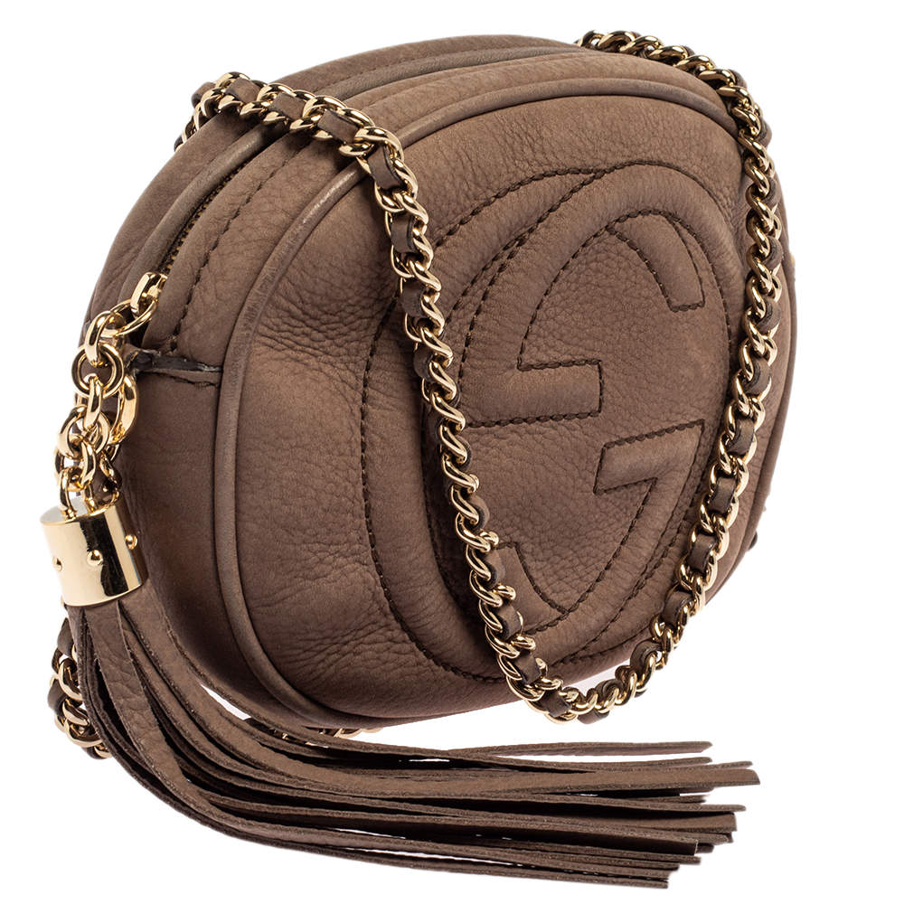 Gucci Brown Nubuck Mini Soho Disco Chain Crossbody Bag