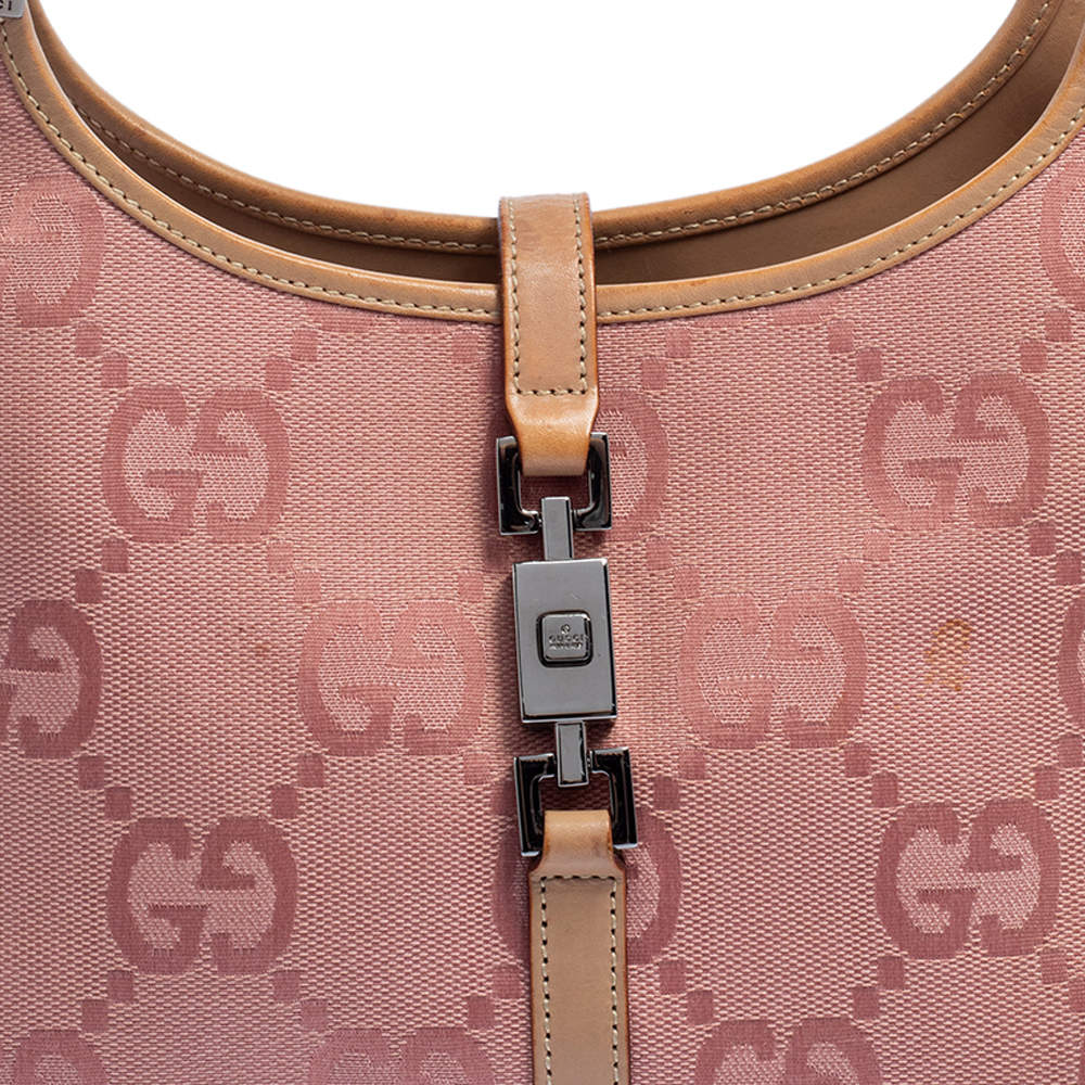 Gucci Pink GG Canvas and Leather Trim Jackie Shoulder Bag Gucci