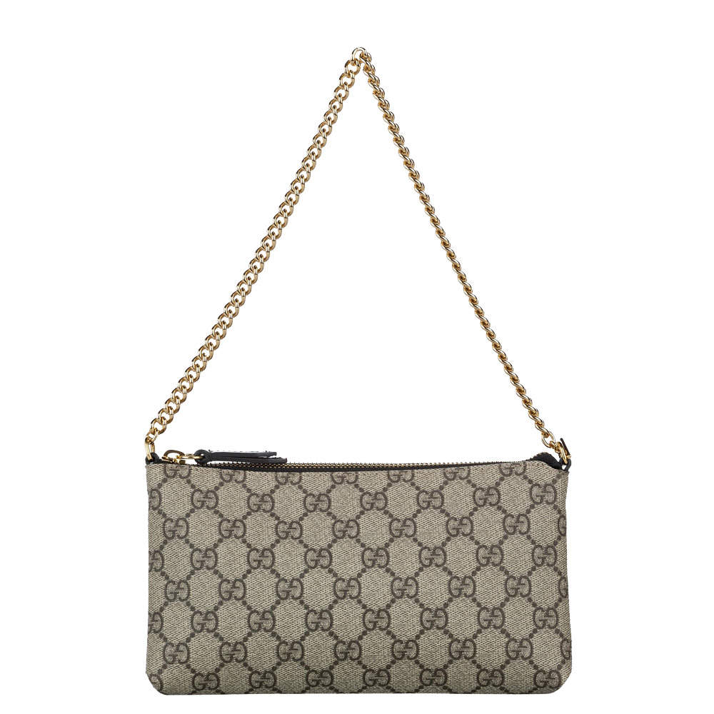 Pre Owned Gucci Brown/Beige GG Canvas Baguette Bag