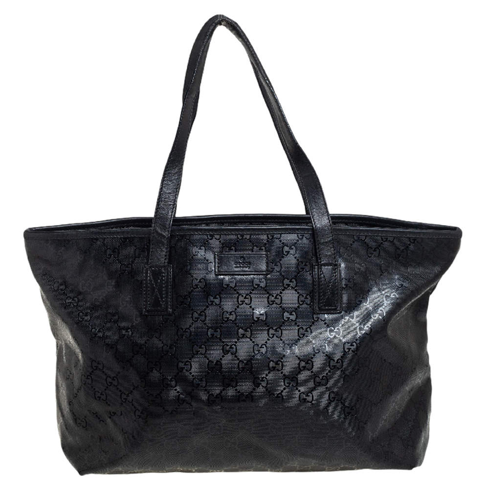 مملوكة مسبقًا حقيبة يد توتس غوتشي كانفاس إمبرايم جي جي أسود وجلد