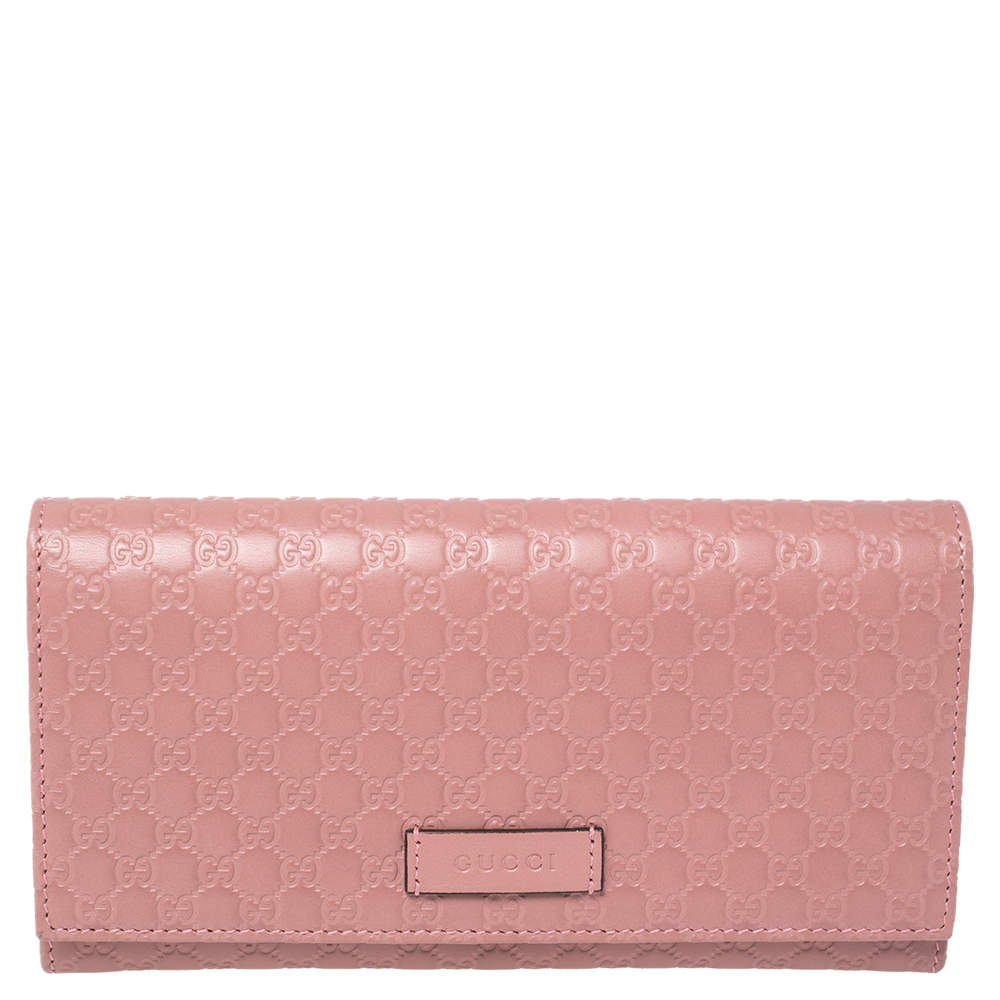 مملوكة مسبقًا Gucci Pink Microguccissima Leather Flap Continental Wallet