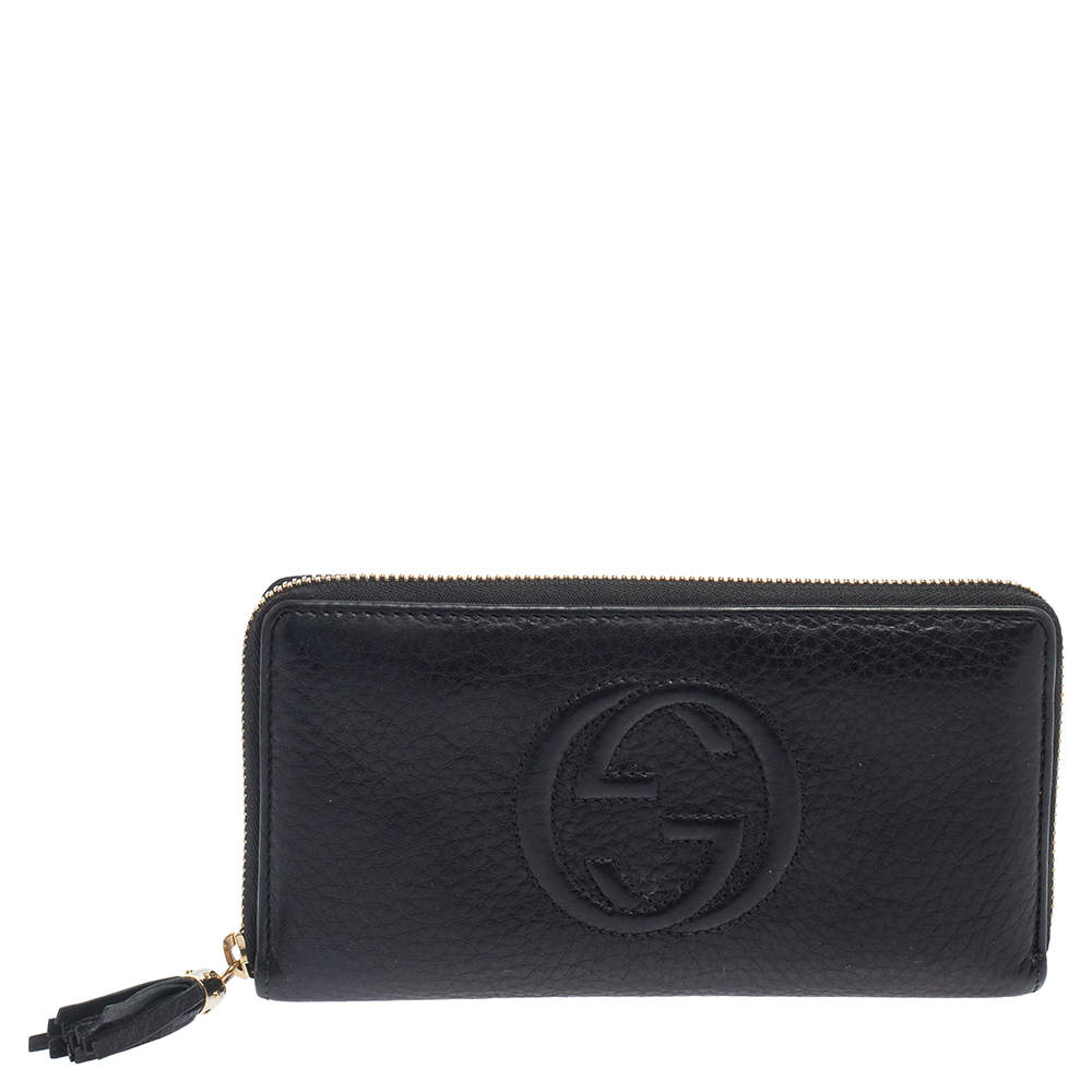 مملوكة مسبقًا Gucci Black Leather Soho Zip Around Wallet