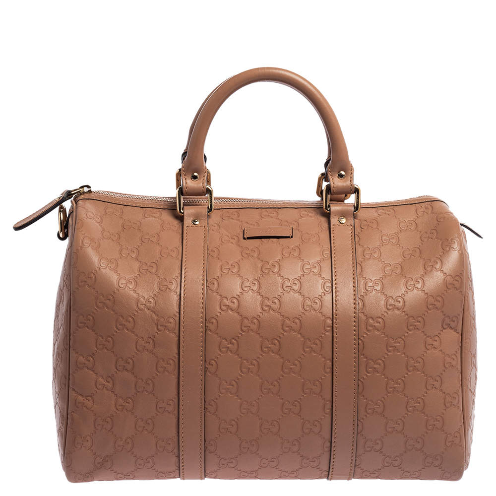 Pre Owned Gucci Dusty Pink Guccissima Leather Medium Joy Boston Bag