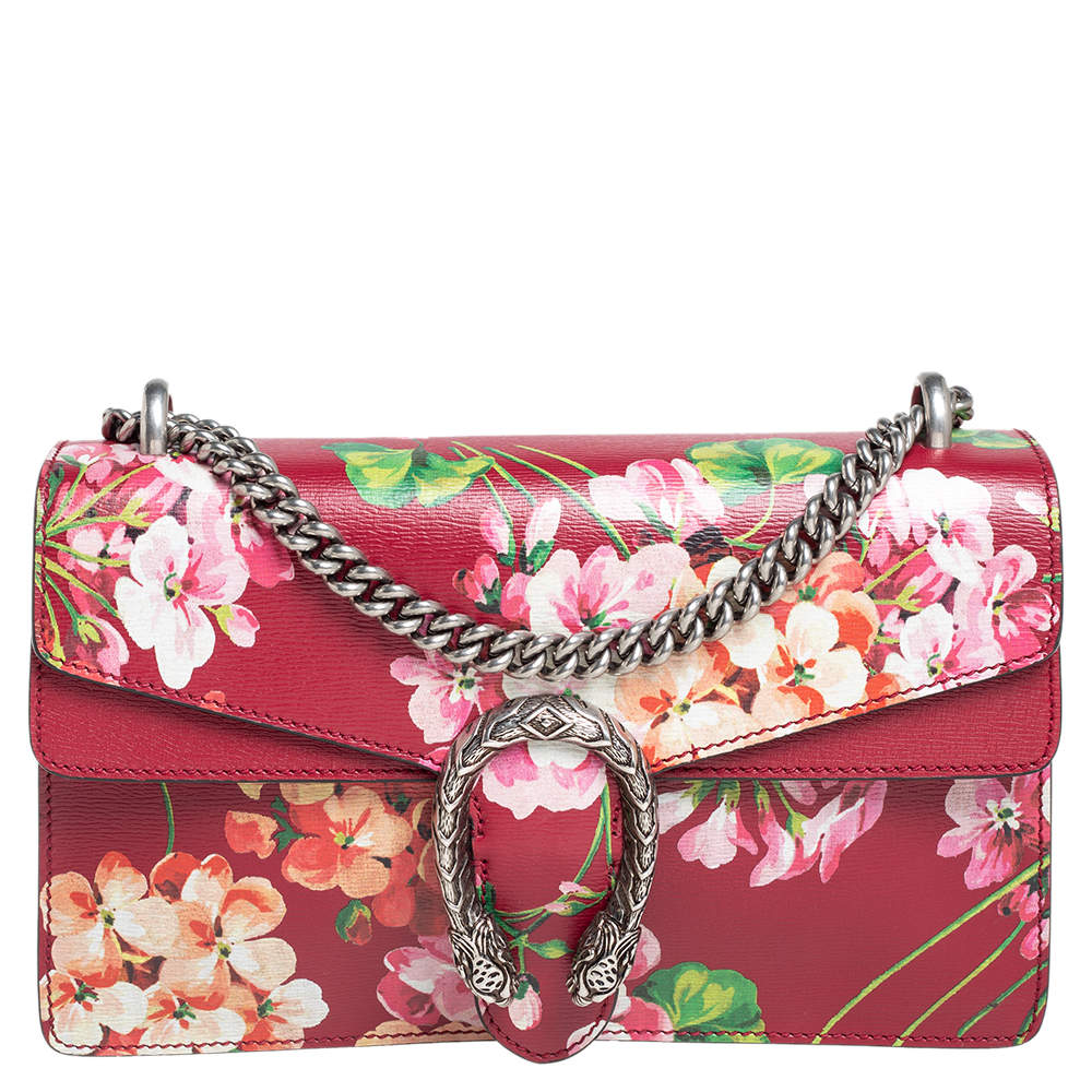Gucci Red Blooms Leather Small Dionysus Shoulder Bag