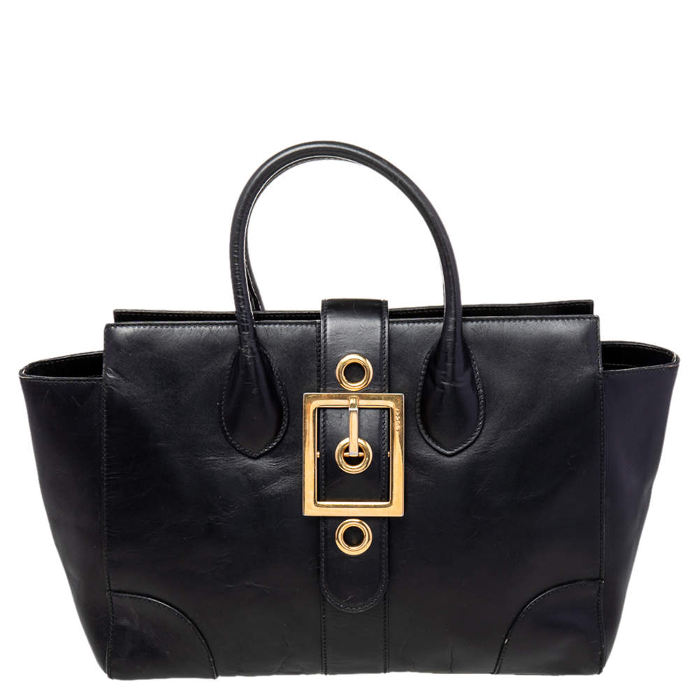 Gucci Black Leather Lady Buckle Tote