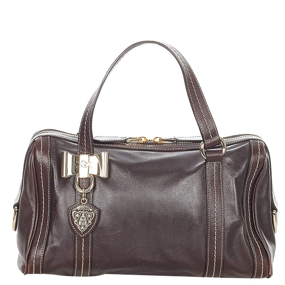 Gucci Brown Leather Duchessa Boston Bag