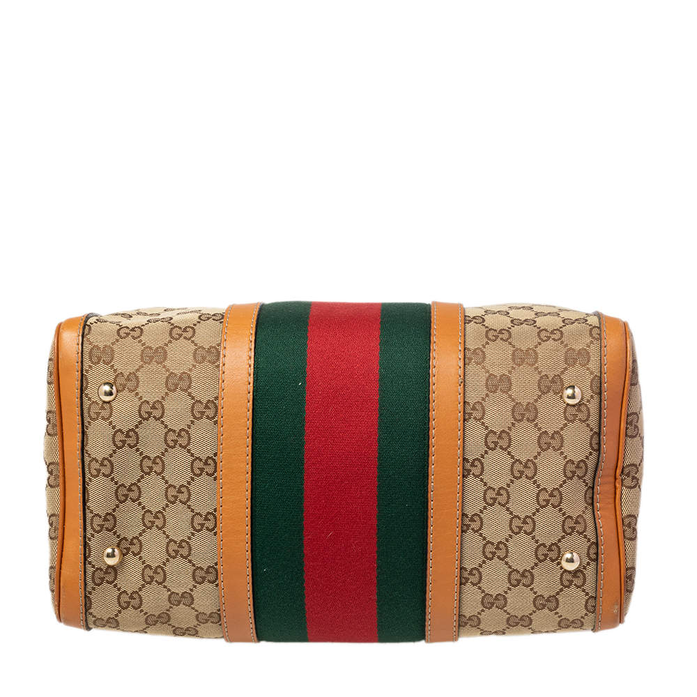 Gucci Vintage Gucci Black GG Original Canvas Green & Red Web Flap