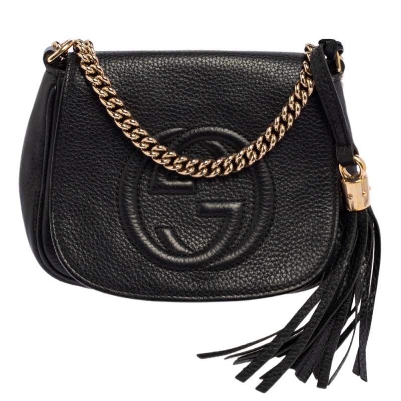 مملوكة مسبقًا Gucci Black Leather Soho Chain Crossbody Bag