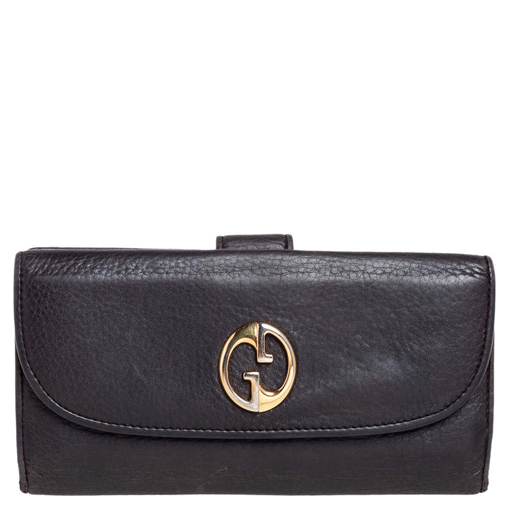 Gucci Dark Brown Leather 1973 Flap Continental Wallet