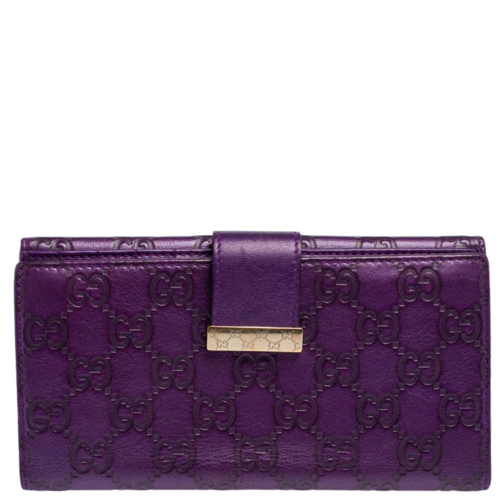 Gucci Purple Guccissima Leather Flap Continental Wallet