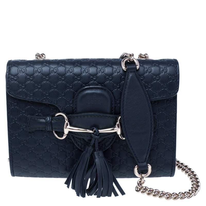 Gucci Navy Blue Microguccissima Leather Mini Emily Crossbody Bag Gucci