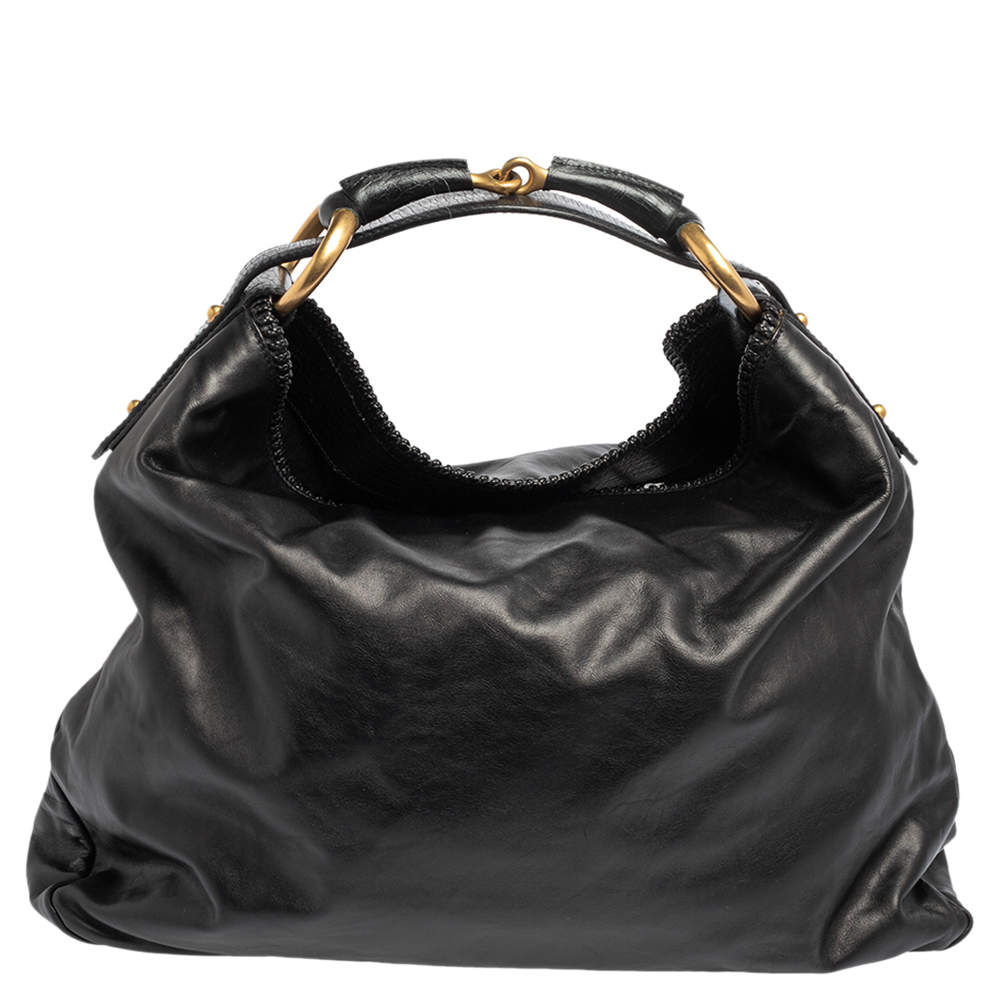 Gucci Black Leather Large Horsebit Hobo Gucci TLC