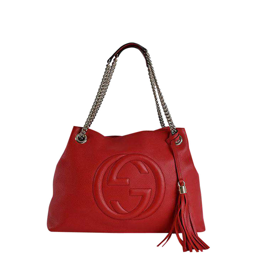 Gucci Red Leather Medium Soho Shoulder Bag