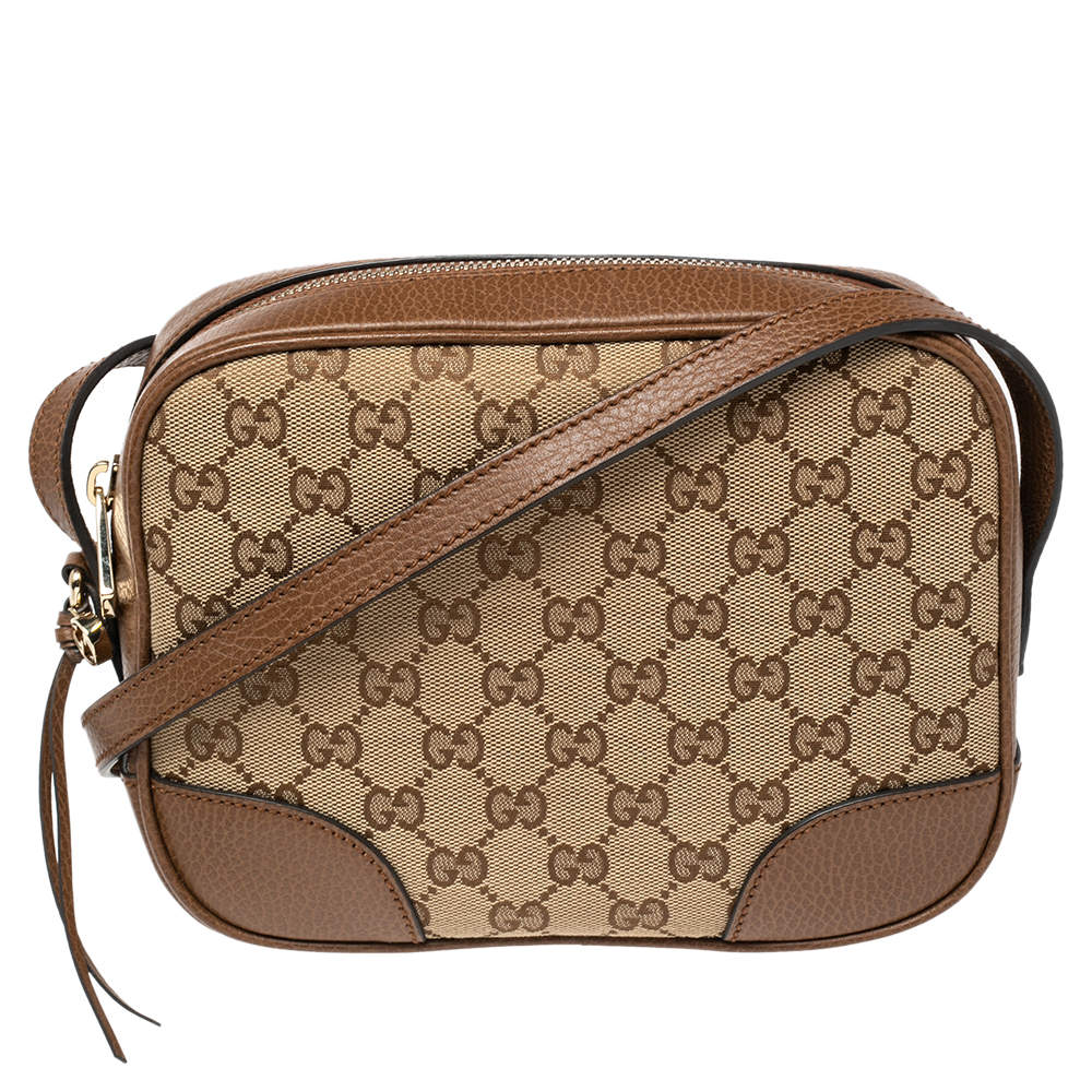 Gucci Brown/Beige GG Canvas and Leather Bree Crossbody Bag