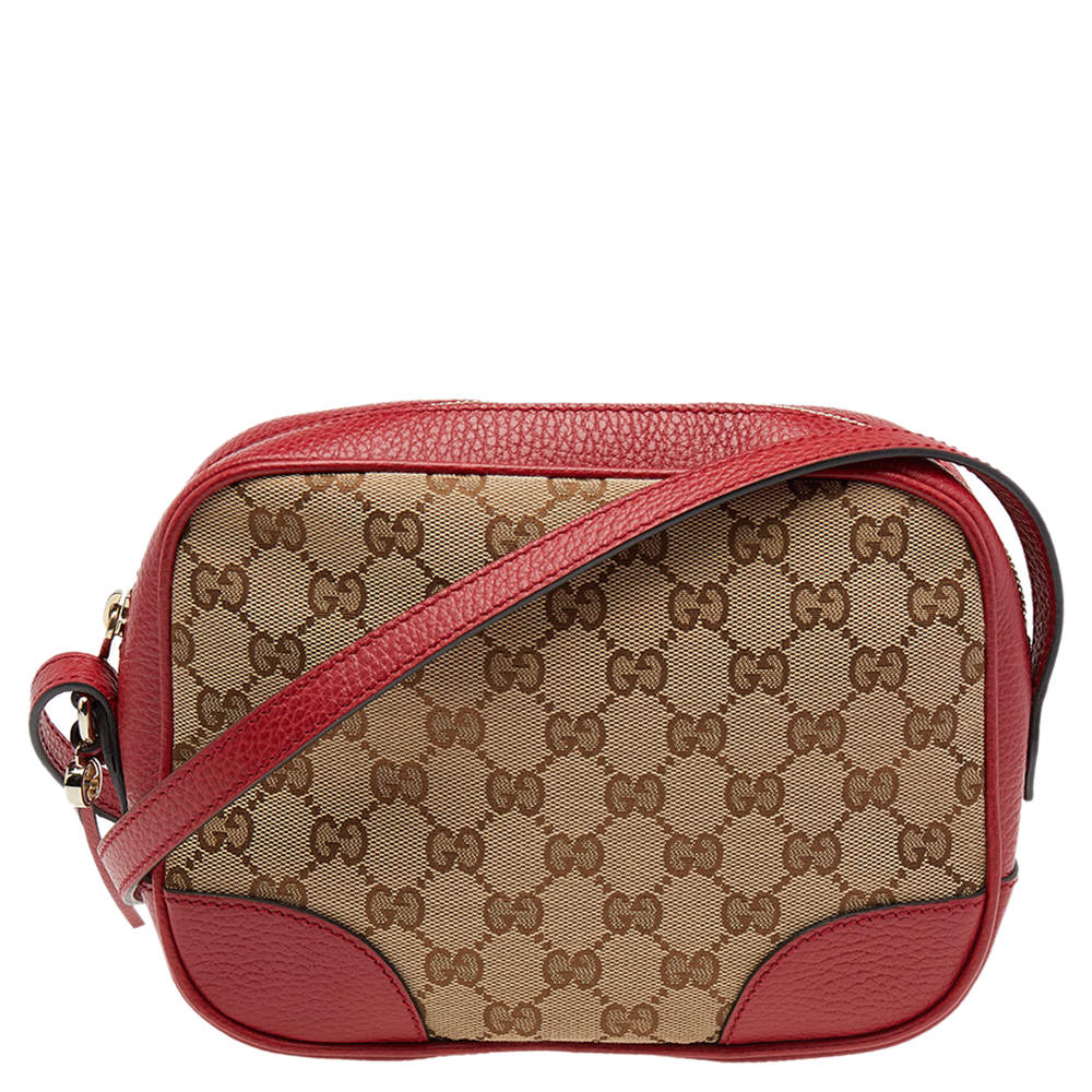 Gucci Beige/Red GG Canvas and Leather Bree Crossbody Bag