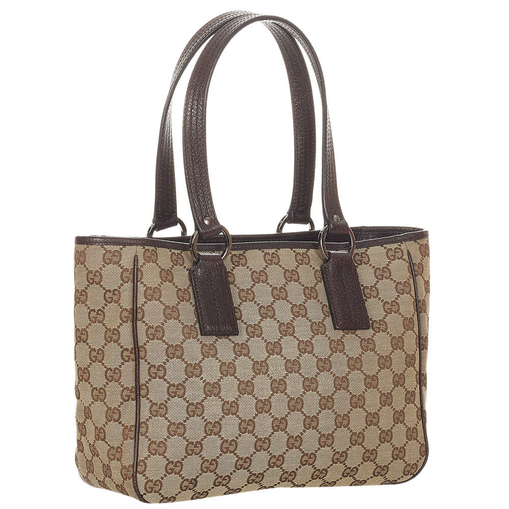 Gucci Brown Beige GG Canvas Fabric Tote Bag Gucci TLC