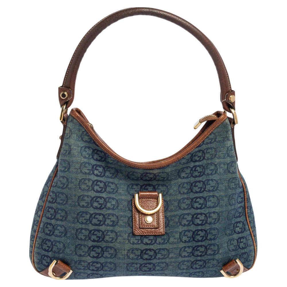 مملوكة مسبقًا Gucci Denim Abbey Medium D-Ring Hobo Bag