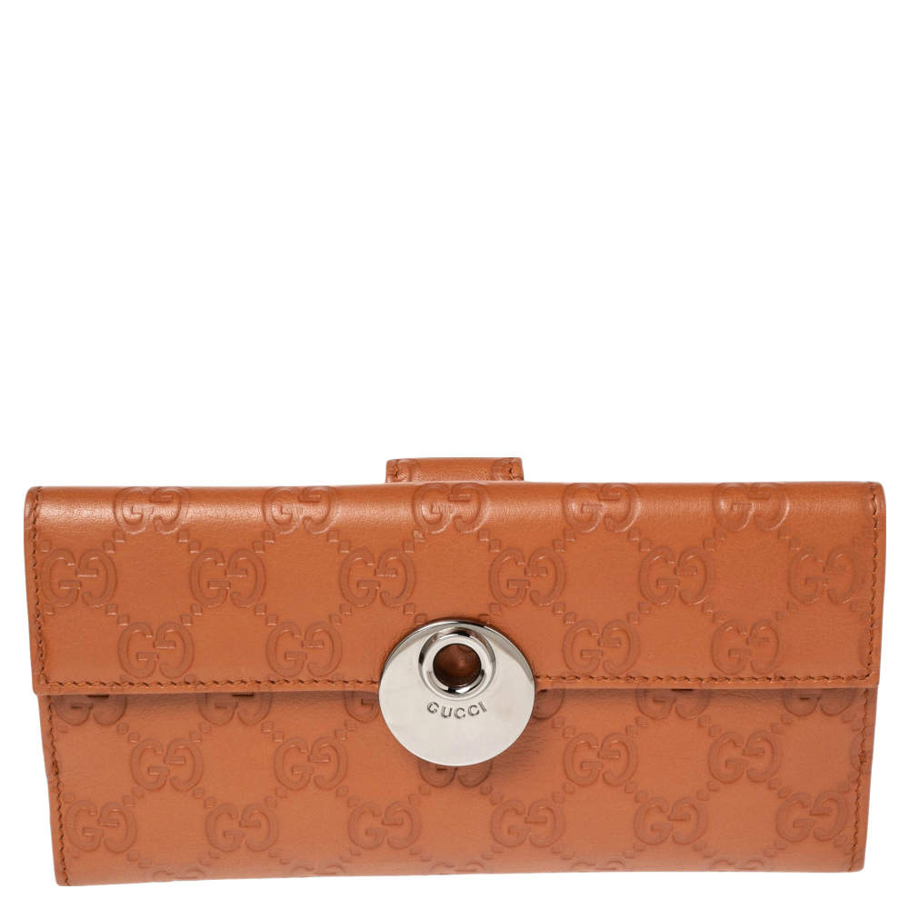 مملوكة مسبقًا Gucci Brown Guccissima Leather Eclipse Flap Continental Wallet