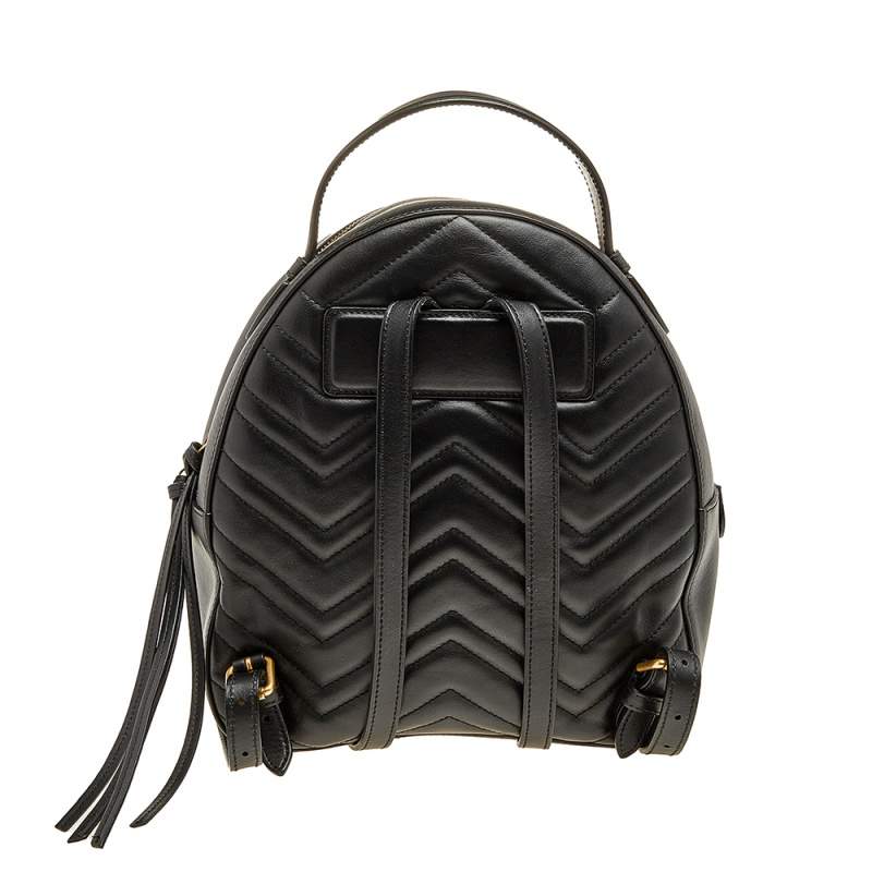 Gucci Black Chevron Quilted Leather GG Marmont Backpack Gucci TLC