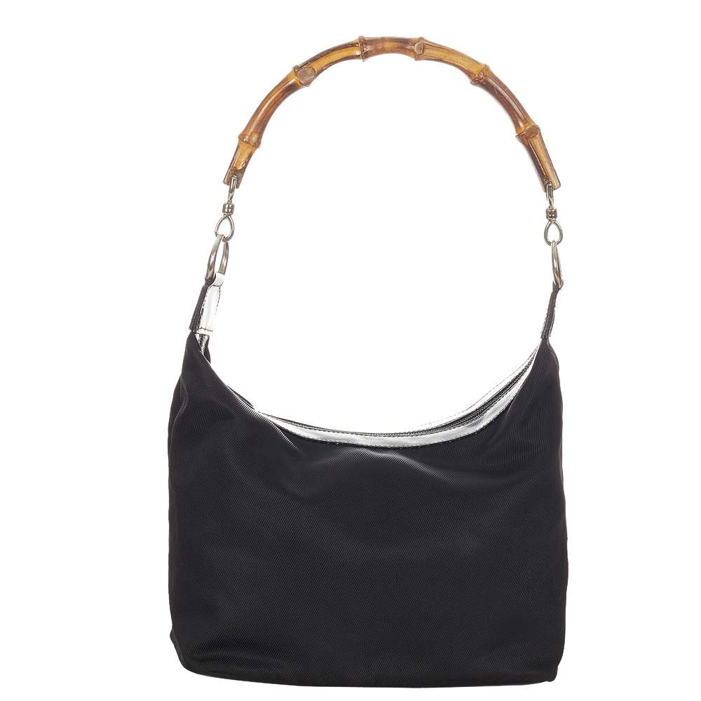 مملوكة مسبقًا Gucci Black Nylon Bamboo Bag