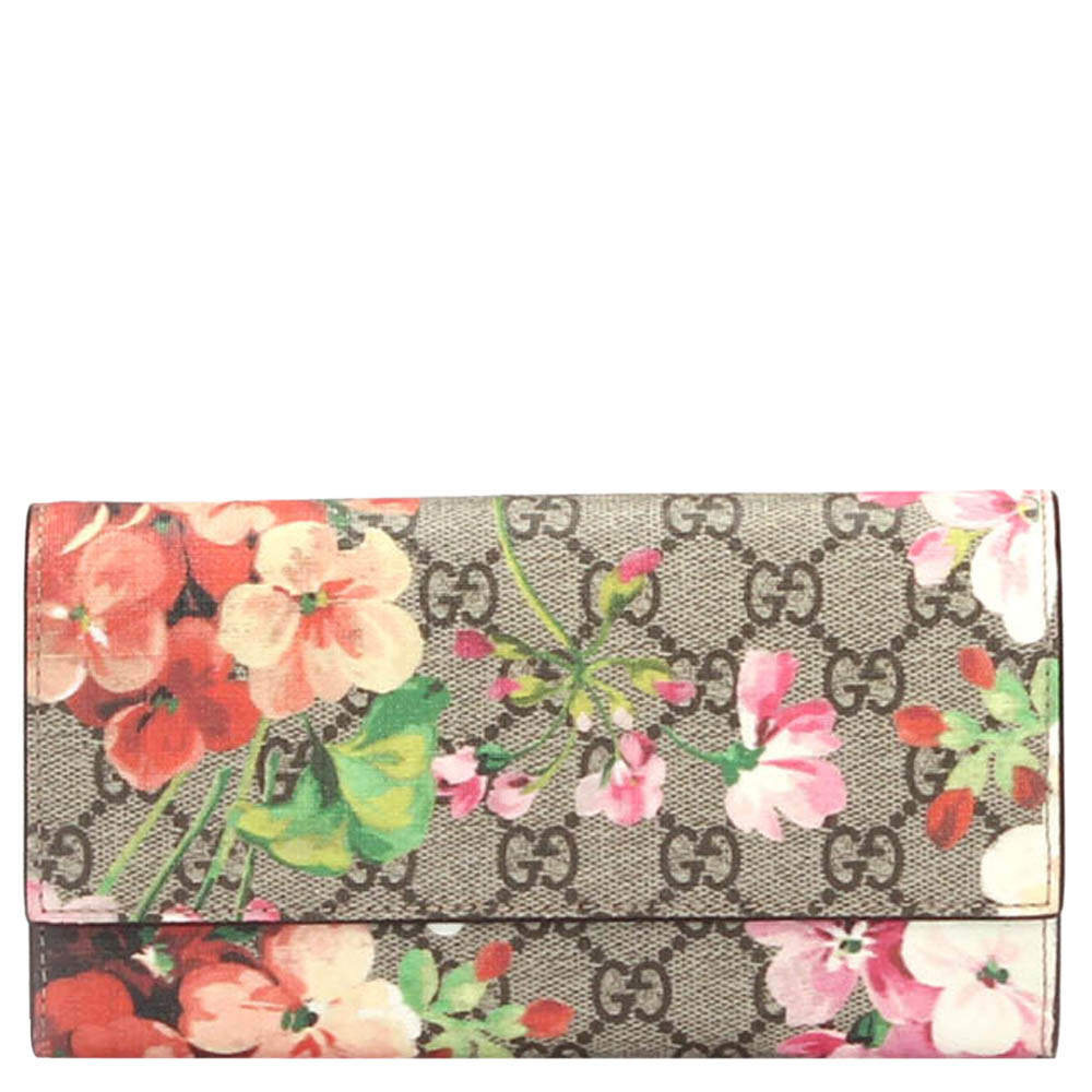Pre Owned Gucci Multi GG Supreme Canvas Blooms Continental Wallet 