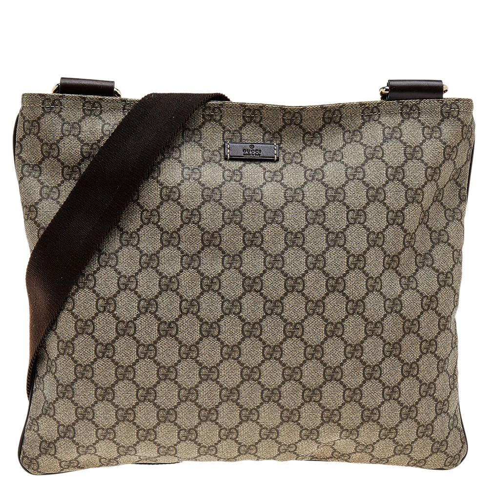 Pre Owned Gucci Beige/Brown GG Supreme Canvas Messenger