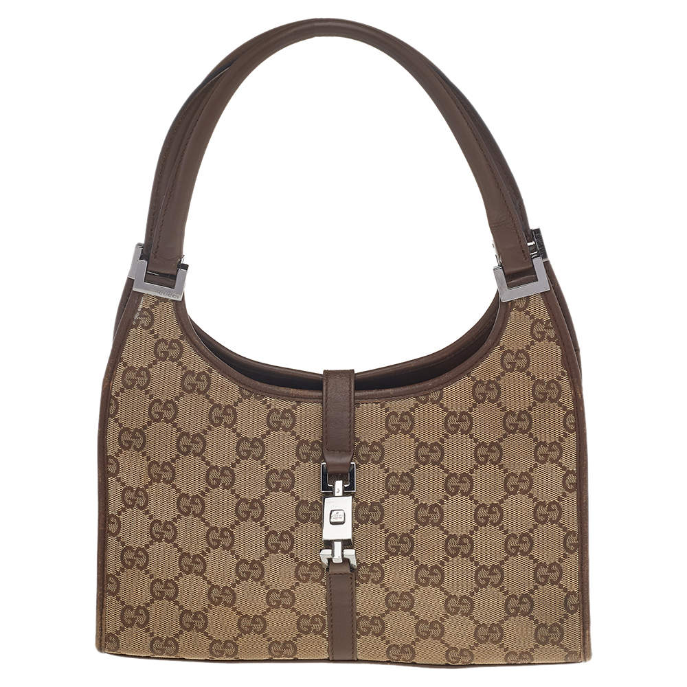 Gucci Beige/Brown GG Canvas And Leather Small Jackie Barbot Hobo