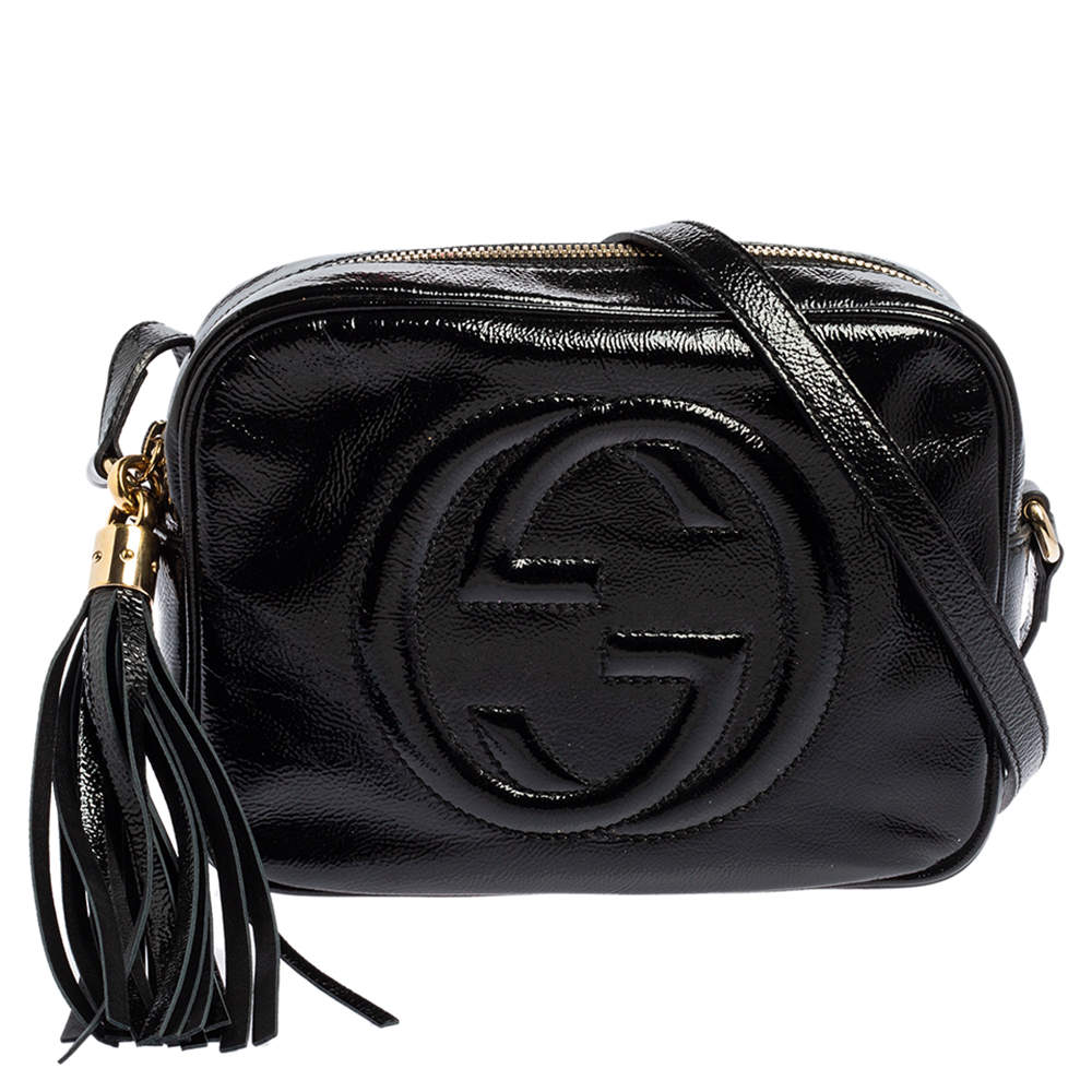 Gucci Black Patent Leather Small Soho Disco Crossbody Bag