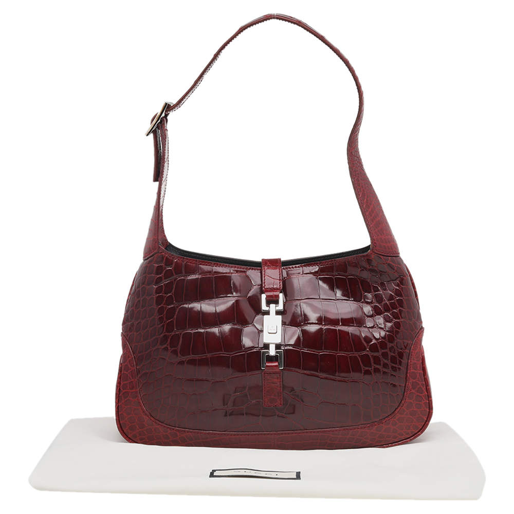 Gucci Burgundy Crocodile Leather Small Jackie Shoulder Bag Gucci TLC