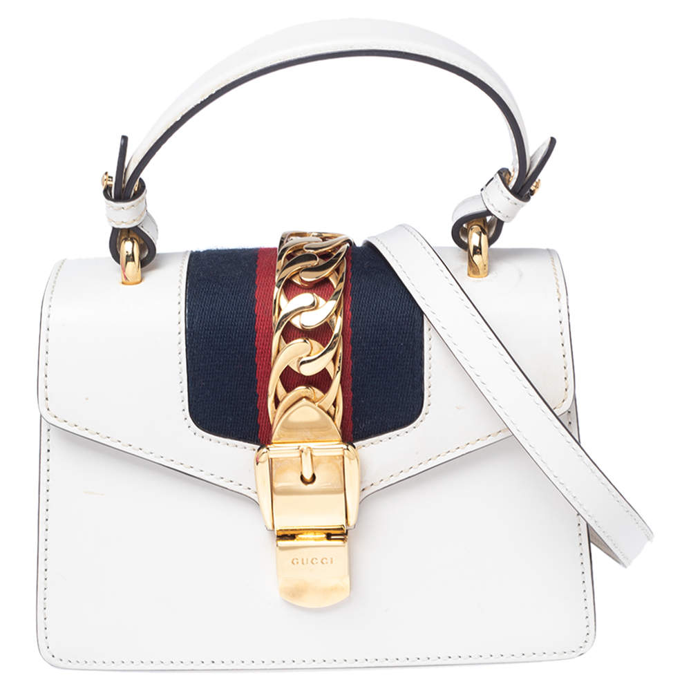 مملوكة مسبقًا حقيبة غوتشي "سيلفي" جلد كريمي يد علوية سلسلة ويب صغيرة