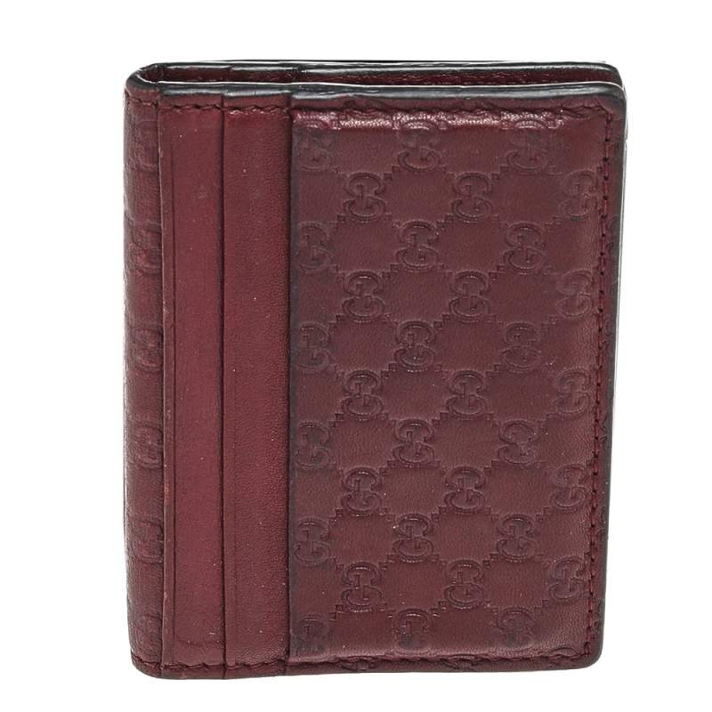Gucci Burgundy Microguccissima Leather Bifold Card Holder