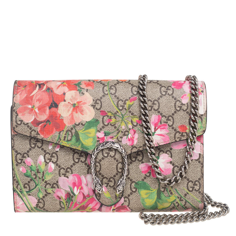 Pre Owned محفظة بسلسلة غوتشي كانفاس جي جي سوبريم متعدد الألوان مورد مزين ديونيسوس 