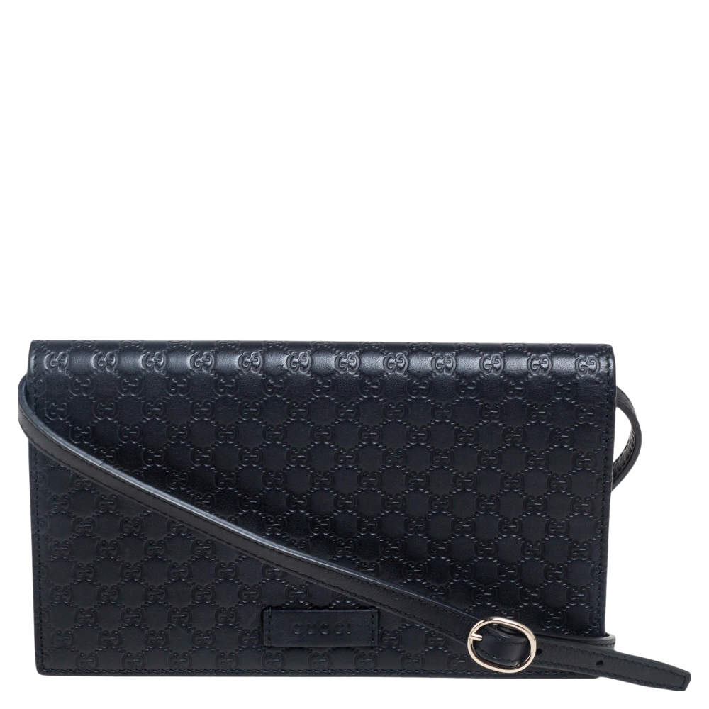 Gucci Black Microguccissima Leather Wallet On Strap Gucci | The Luxury ...