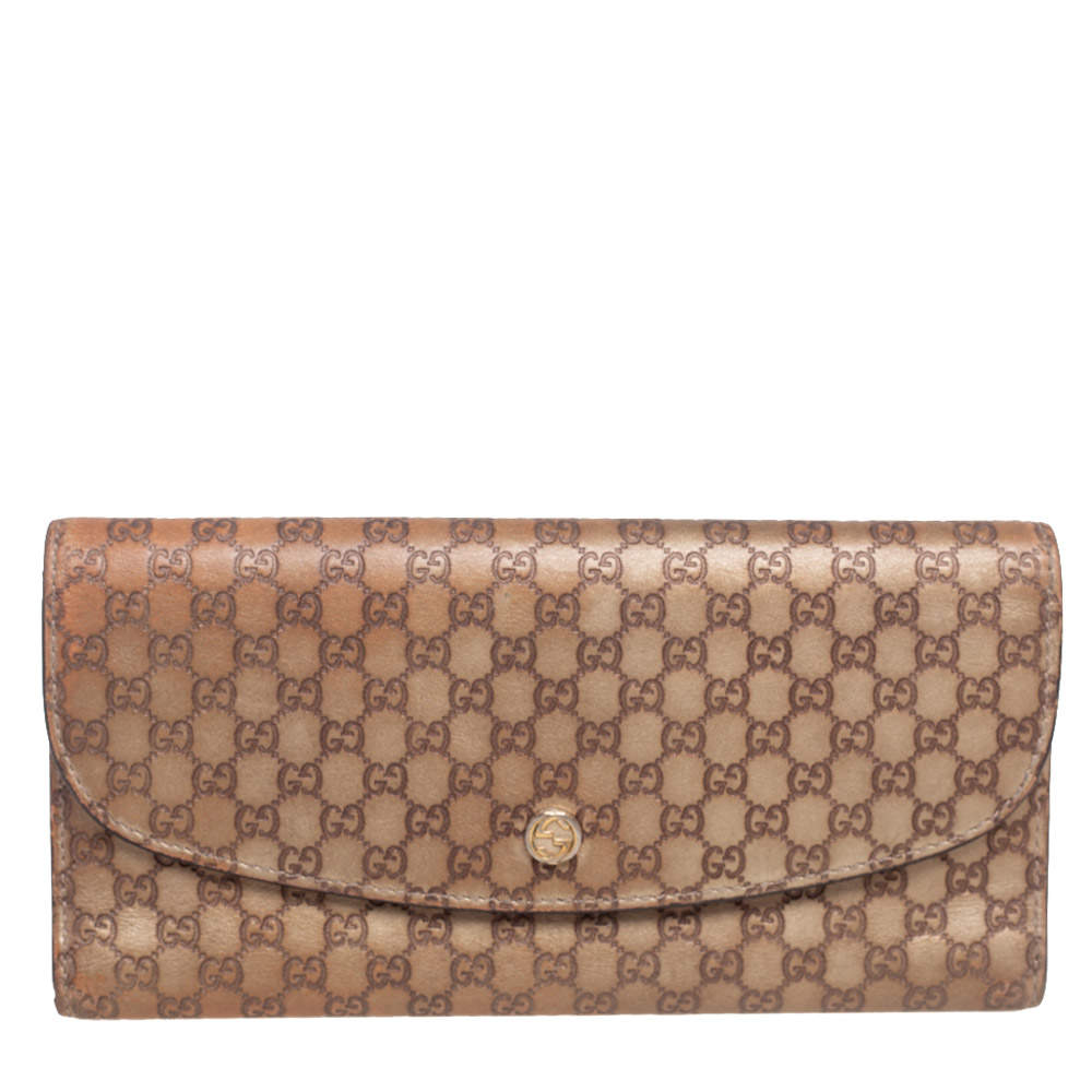 مملوكة مسبقًا Gucci Gold Micro Guccissima Leather Continental Wallet